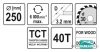 Yato fűrésztárcsa fához 250 x 30 x 2,2 mm / 40T