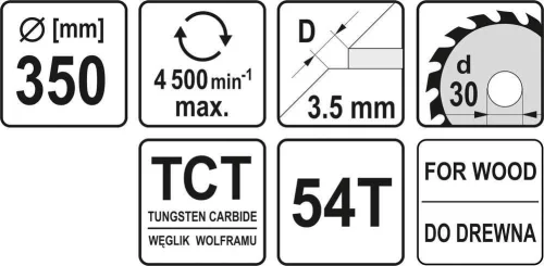 Yato fűrésztárcsa fához 350 x 30 x 2,5 mm / 54T