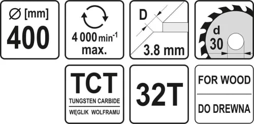 Yato fűrésztárcsa fához 400 x 30 x 2,8 mm / 32T