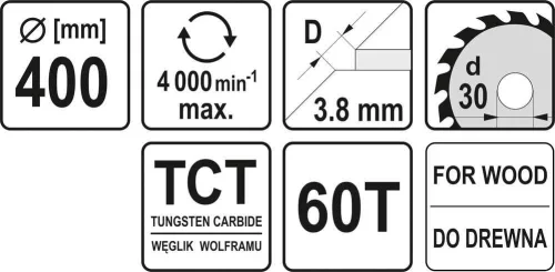 Yato fűrésztárcsa fához 400 x 30 x 2,8 mm / 60T