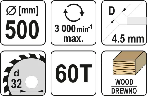 Yato fűrésztárcsa fához 500 x 32 x 2,9 mm / 60T