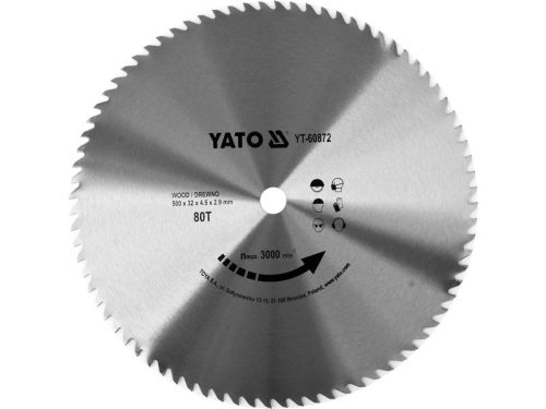 Yato fűrésztárcsa fához 500 x 32 x 2,9 mm / 80T