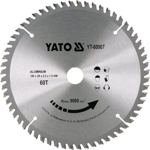 Yato fűrésztárcsa alumíniumhoz 180 x 20 x 1,5 mm / 60T