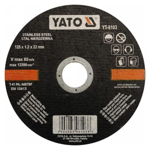 Yato vágókorong fémre 125 x 1,2 x 22 mm inox