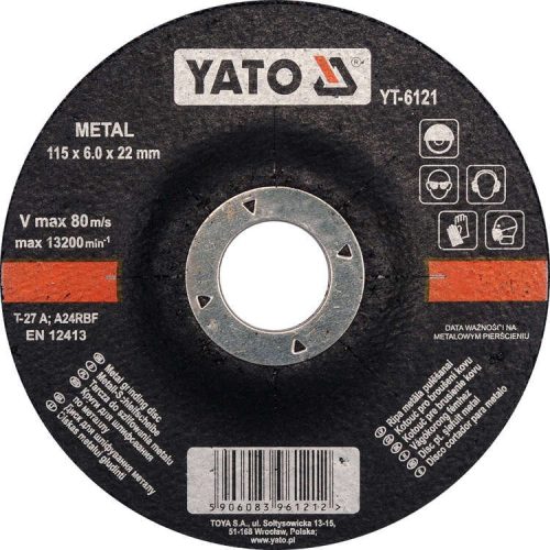 Yato tisztítókorong fémre 115 x 6,0 x 22,2 mm