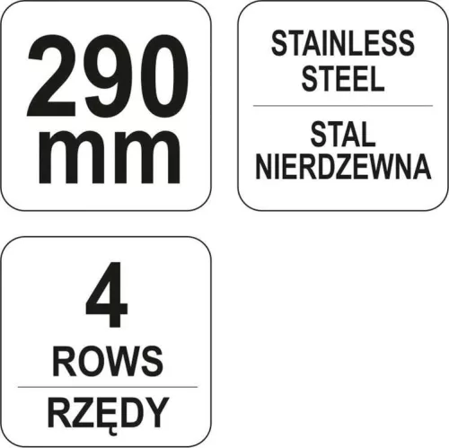 Yato drótkefe inox kaparóval 4 soros 260 mm