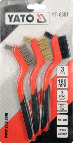 Yato drótkefe készlet 3 részes 180 mm műanyag nyéllel