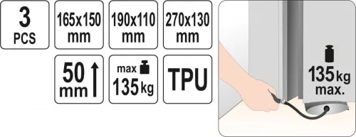 Yato pumpás szerelőpárna készlet 3 részes 135 kg