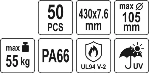 Yato kábelkötegelő fehér 430 x 7,6 mm (50 db/cs)