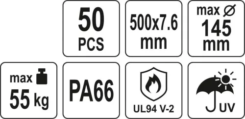 Yato kábelkötegelő fehér 500 x 7,6 mm (50 db/cs)