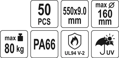 Yato kábelkötegelő fehér 550 x 9,0 mm (50 db/cs)