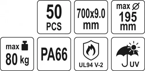 Yato kábelkötegelő fehér 700 x 9,0 mm (50 db/cs)