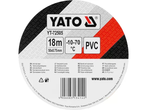 Yato csúszásgátló szalag sárga-fekete 50 mm x 18 m