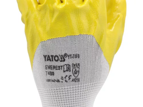 Yato szerelő kesztyű (Nitril mártott SÁRGA) 9-es