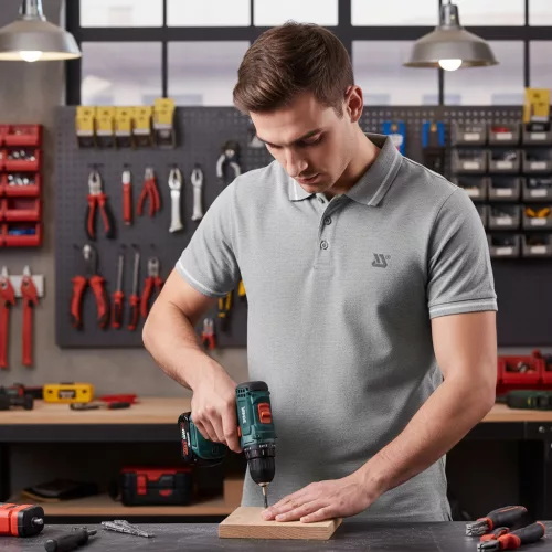 Yato galléros póló L-es méret szürke