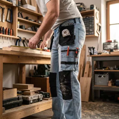 Yato munkavédelmi farmer hosszúnadrág L/XL-es méret 17 zsebes