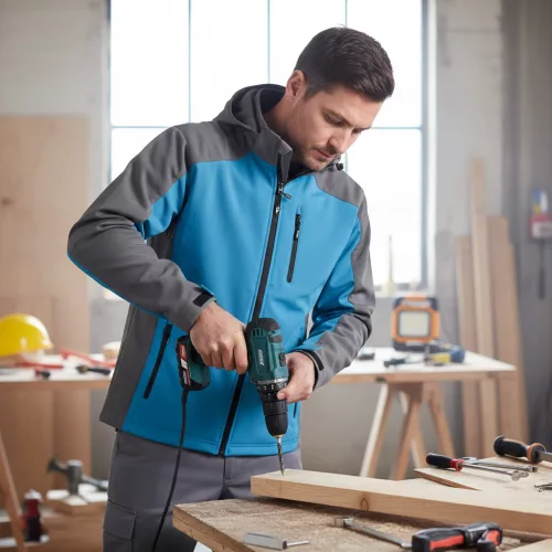 Yato munkavédelmi softshell kabát kapucnival kék-szürke L-es méret