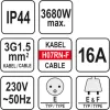 Yato hosszabbító lengőkábel gumiszigetelt 3 dugalj 20 m 3 x 1,5 mm2