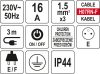 Yato elektromos hosszabbító 5-ös elosztó 3 m 3 x 1,5 mm2