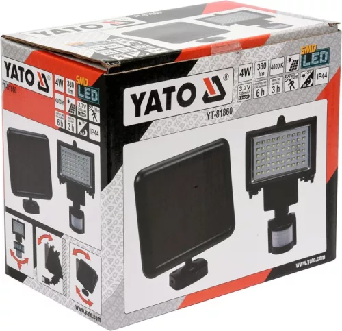 Yato napelemes LED lámpa mozgásérzékelős 4W