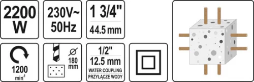 Yato elektromos gyémántfúró + állvány M16 2200 W