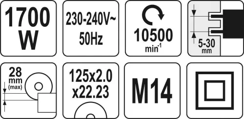 Yato elektromos falhoronymarógép 125 mm 1700 W
