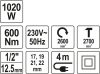 Yato elektromos ütvecsavarozó 1/2" 600 Nm 1020 W