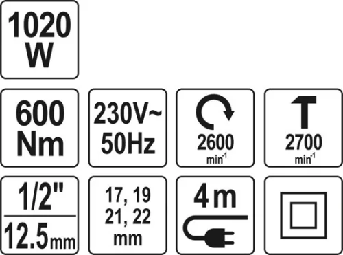 Yato elektromos ütvecsavarozó 1/2" 600 Nm 1020 W