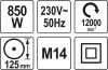 Yato elektromos sarokcsiszoló M14 125 mm 850 W
