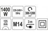 Yato elektromos sarokcsiszoló fordulatszám szabályzós 125 mm 1400 W