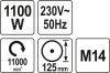 Yato elektromos sarokcsiszoló M14 125 mm 1100 W