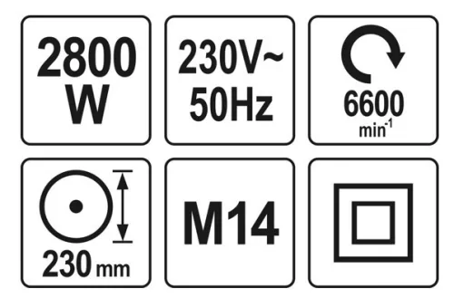 Yato elektromos sarokcsiszoló M14 230 mm 2800 W