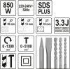 Yato Elektromos fúrókalapács SDS-Plus 3,3 J 850 W