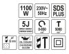 Yato elektromos fúrókalapács SDS-Plus 5 J 1100 W