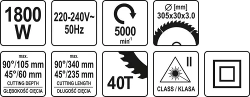 Yato elektromos gérvágó lézeres 305 mm 1800 W
