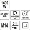 Yato elektromos polírozó M14 180 mm 1400 W