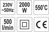 Yato elektromos hőlégfúvó 550 °C 2000 W