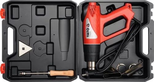 Yato elektromos hőlégfúvó LED kijelző + tartozékok 550 °C 2000 W