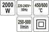 Yato Elektromos hőlégfúvó tartozékokkal 450 - 600 °C 2000 W