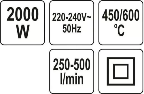 Yato elektromos hőlégfúvó tartozékokkal 450 - 600 °C 2000 W
