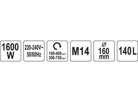Yato elektromos keverőgép 2 sebesség M14 1600 W