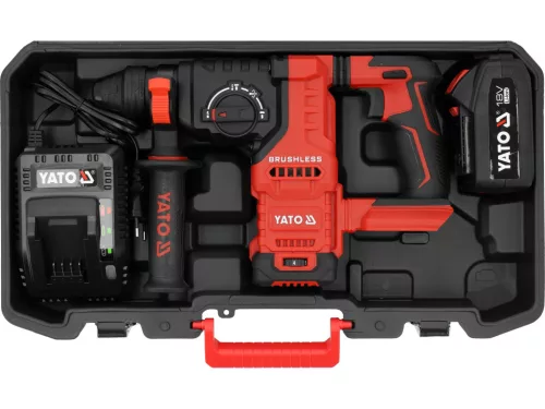 Yato akkus fúrókalapács 18V, szénkefementes, SDS plus, 4Ah akkuval és töltővel