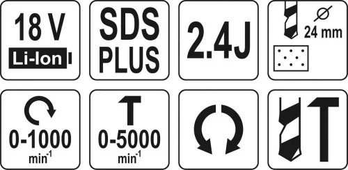 Yato akkus fúrókalapács SDS-Plus 2,4 J 18 V Li-Ion (akku + töltő nélkül)