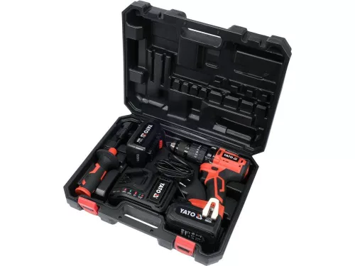 Yato akkus ütvefúró-csavarozó 75 Nm szénkefe nélküli 18 V Li-Ion (2 x 3 Ah akku + töltő)