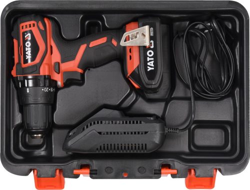 Yato akkus fúrócsavarozó 42 Nm szénkefe nélküli 18 V Li-Ion (1 x 2,0 Ah akku + töltő)