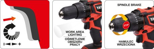 Yato akkus fúrócsavarozó 42 Nm szénkefe nélküli 18 V Li-Ion (1 x 2,0 Ah akku + töltő)