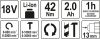 Yato Akkus ütvefúró-csavarozó 42 Nm szénkefe nélküli 18 V Li-Ion (1 x 2,0 Ah akku + töltő)