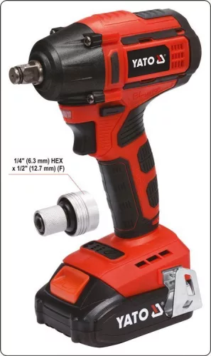 Yato akkus ütvecsavarozó szénkefe nélküli 250Nm 18 V Li-ion (1 x 3,0 Ah akku + töltő)