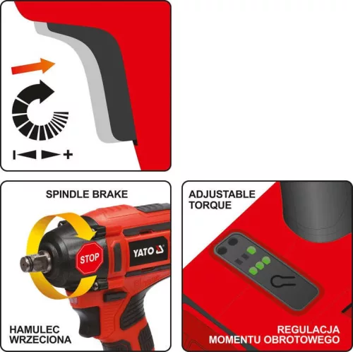 Yato akkus ütvecsavarozó szénkefe nélküli 250Nm 18 V Li-ion (1 x 3,0 Ah akku + töltő)