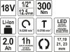 YATO Akkus ütvecsavarozó 300 Nm 18 V Li-ion (1 x 2,0 Ah akku + töltő)